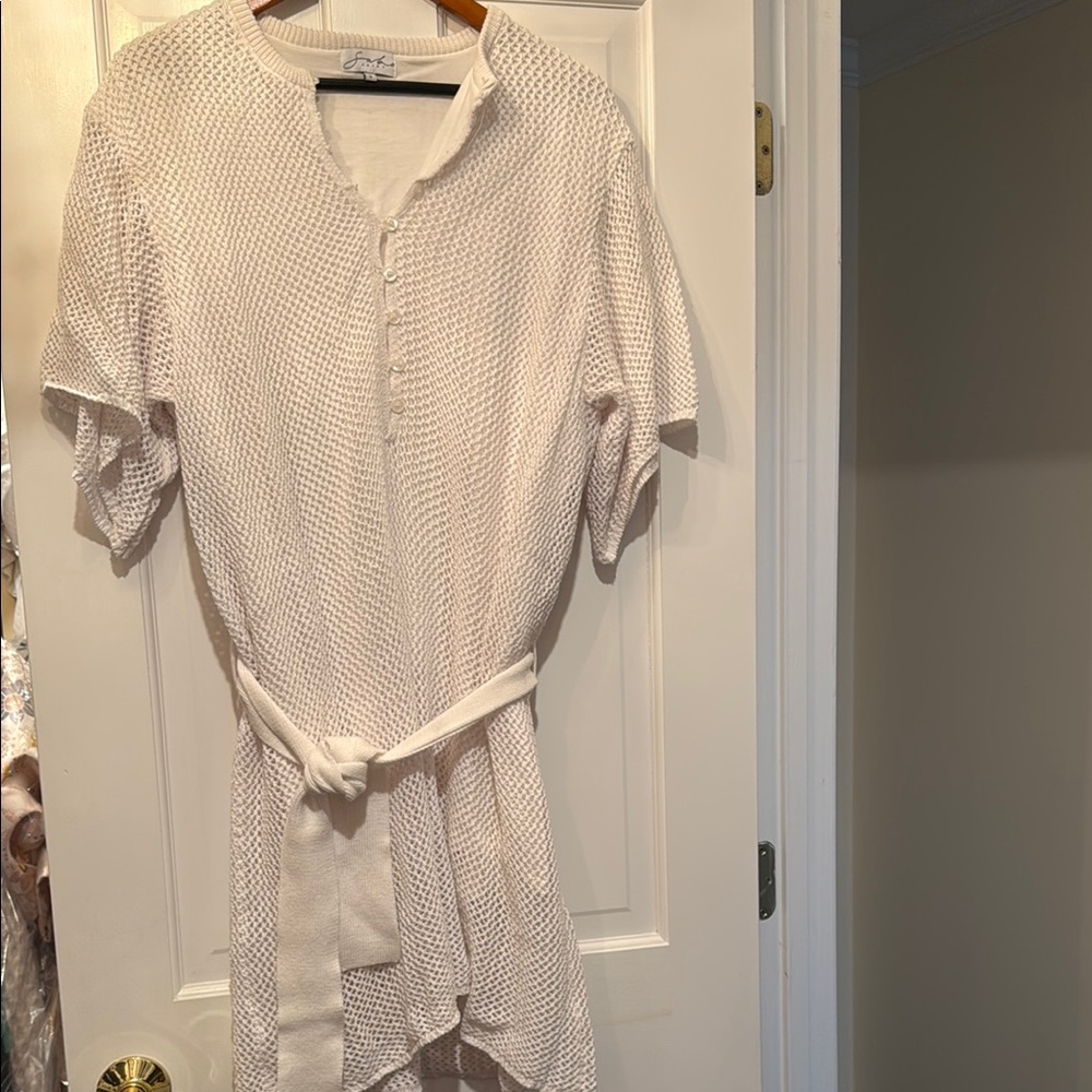 Sabo Skirt White Casual Eyelet Tunic Dress Relaxed Fit